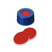 Cf 100 tappi vite PP blu 9-425 forati + setto ptfe/sil/ptfe