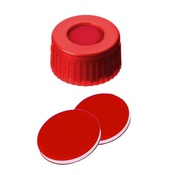 Cf 100 tappi vite PP rossi 9-425 forati setto ptfe/sil/ptfe