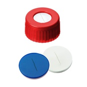 Cf 100 tappi vite PP rossi 9-425 forati setto sil/ptfe SLIT