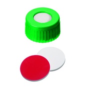 Cf 100 tappi vite PP verdi 9-425 forati con setto sil/ptfe