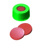 Cf 100 tappi vite PP verdi 9-425 forati con setto gomma/ptfe