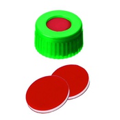 Cf 100 tappi vite PP verdi 9-425 forati setto ptfe/sil/ptfe