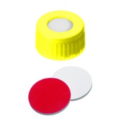 Cf 100 tappi vite PP gialli 9-425 forati con setto sil/ptfe