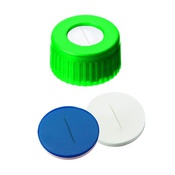 Cf 100 tappi vite PP verdi 9-425 forati setto sil/ptfe SLIT