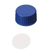 Cf 100 tappi vite PP blu 9-425 chiusi con liner PTFE 0,2mm